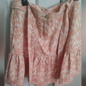 Kivari Peach-Pink Printed Mini Skirt